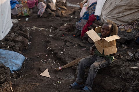 Congo Mpox: A child plays in the Bulengo refugee camp in Goma
